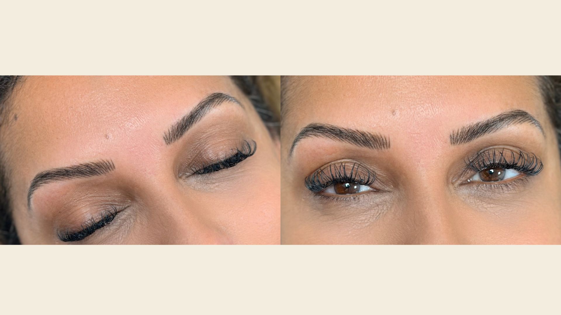 Eyebrow threading on sparse brows to tidy existing hairs and maintain a natural brow shape.