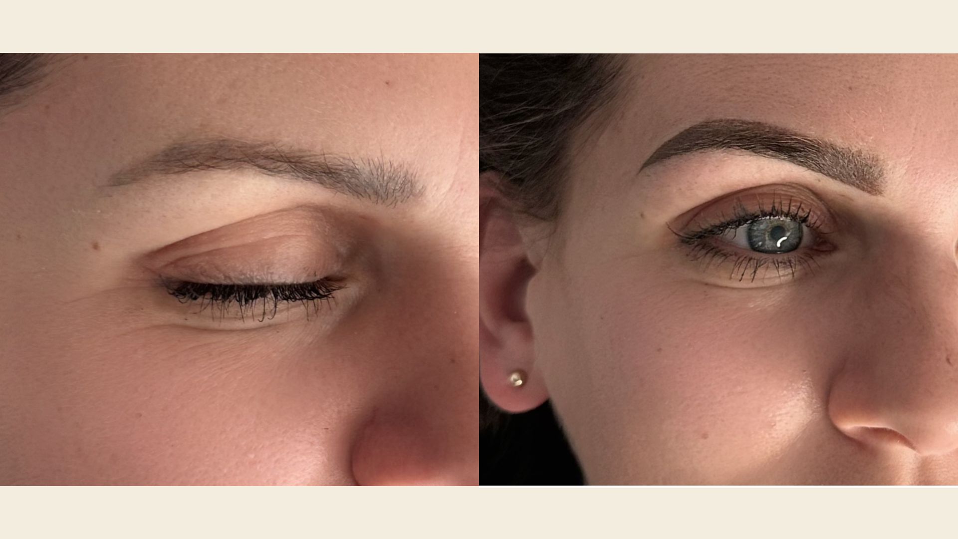 Ombre brows vs combination brows showing the difference between soft shading and hairstroke definition.