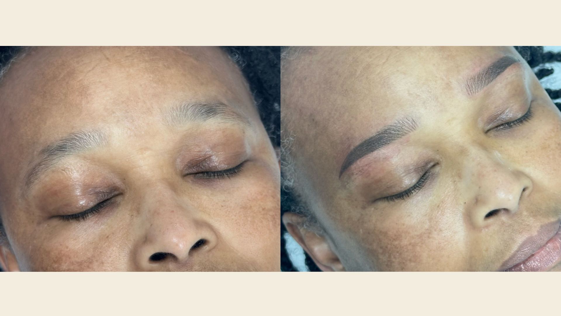 Natural-looking ombre brows created as a permanent eyebrow treatment in Romford.